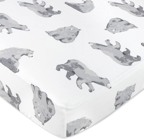 2 Pack 28x52 Standard Microfiber Fitted Crib Sheets for Baby Girl, Boy & Neutral, - Crib Essentials (Bears & Mountains)