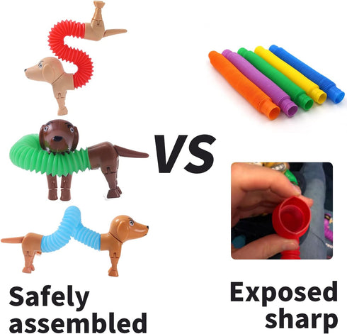 Dog Pop Tubes - Fidget Toys for Kids, Sensory Tubes, Animal Pop Tubes, Small Toys for Kids 5-7
