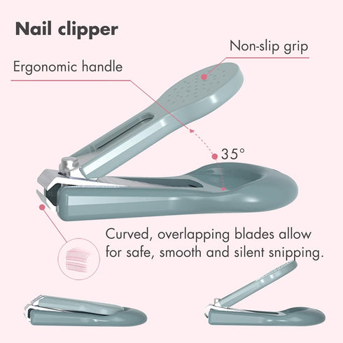 Baby Nail Kit - 4-in-1 Baby Nail Care Set with Clipper, Scissor, File & Tweezer, Cute Case for Newborns (Owl Blue)