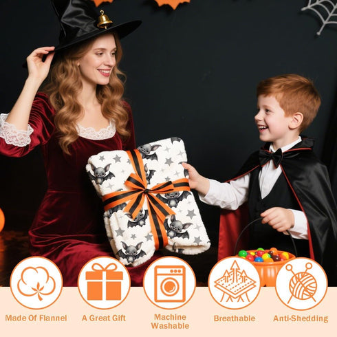 Cozy 40x30 Halloween Bats and Stars Baby Blanket Gifts for Boys Girls Super Soft Blanket Swaddle Newborn Receiving