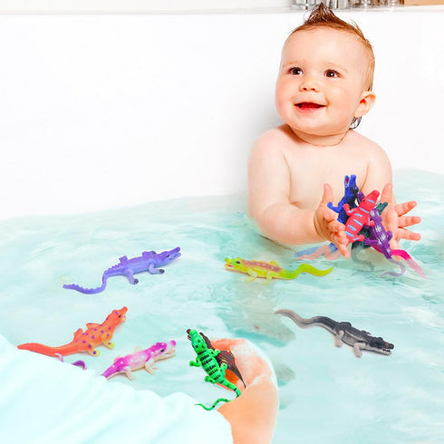 10Pcs Alligator Toy Animal Figure Bath Toys, Color Changing Crocodile Toy for Kids 3 Years and up, Water Table Toys