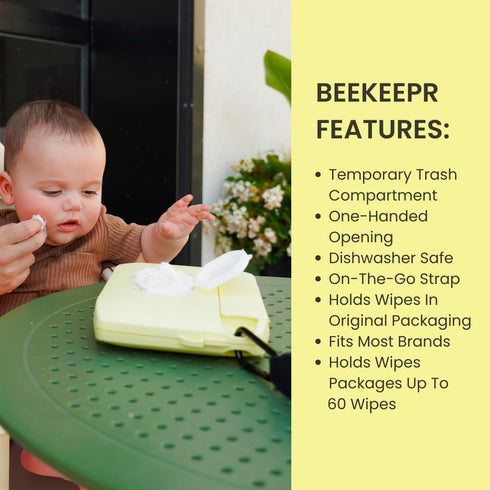 Bee Babe Co. On-The-Go Wipes Dispenser, Travel Wipes Case, Includes Temporary Trash Compartment, Must Have Diaper Bag
