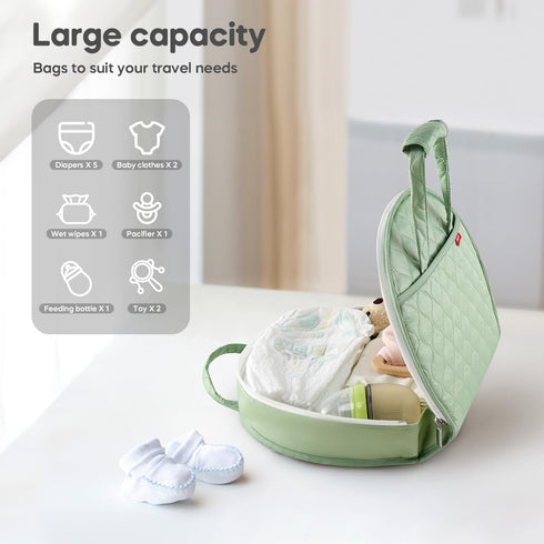 Compact Waterproof Leather Diaper Changing Pad - Green