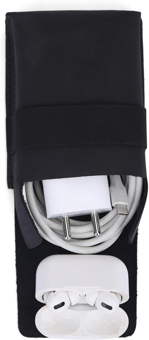 Playing Card Case - Leather Holder for Board Games, Coin Pouch, Money Organizer, and Card Deck Holder (Black)