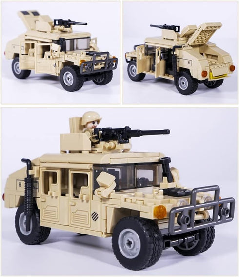 Military Vehicle Building Toy for Ages 6-12+, Army Battle Brick Car Model with 2 Soldier Figures, Toys Gifts for Kids