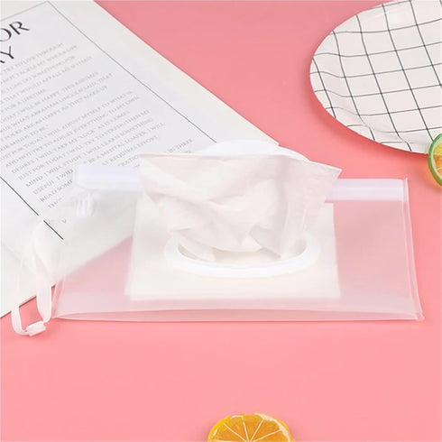 linenb 5Pcs Reusable Wipes Pouch Light Weight Portable Cartoon Baby Kids Wet Wipes Clutch Carrying Bag Wet Paper Tissue