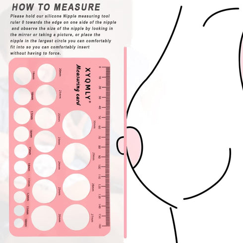 Nipple Ruler, 4 Pcs Nipple Rulers Set for Flange Sizing Measurement Tool, Pink/Green