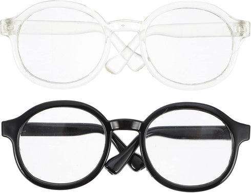 NUOBESTY 2pcs Doll Eyewear, Doll Glasses for 15-20cm Dolls, Mini Costume Supplies (Black Transparent)