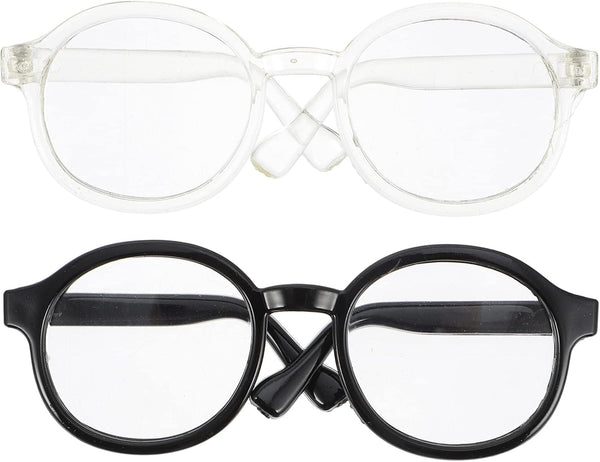 NUOBESTY 2pcs Doll Eyewear, Doll Glasses for 15-20cm Dolls, Mini Costume Supplies (Black Transparent)