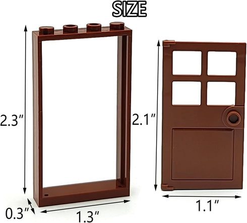ZHX 40PCS Kids(20 Set) Doors and Frame Building Block Toys for MOC Creative House Brick Accessories Compatible