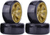 4Pcs 63mm RC Drift Car Tires Hard Tyres Plastic Wheel Rims for 1/10 Traxxas HSP Tamiya HPI Kyosho On-Road Drifting Car Spare Parts (Gold)