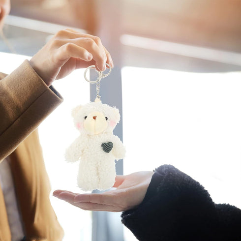 2pcs Plush Bear Keychain - Teddy Bear Keychain Animal Key Ring Hanging Ornament for Girls Women