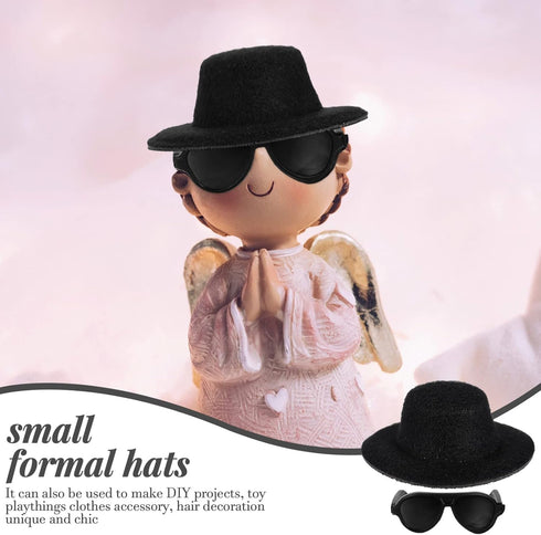 TOYANDONA Doll Glasses Mini Formal Hat Set: 20pcs Miniature Doll Hats & Black Sunglasses