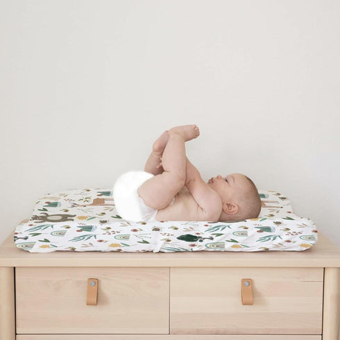 Baby Spring Woodland Animals Changing Pad Cover Sheets, 32''x16'' Fitted for Boy Girl with Bear Deer Bunny