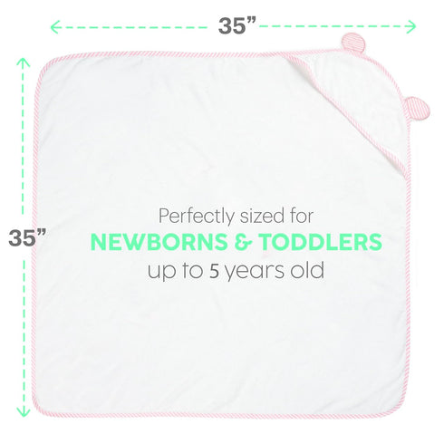 Hooded Baby Bath Towels for Newborns - Soft and Absorbent Pink Towels for Kids