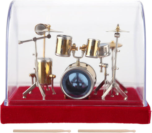 Miniature Drum Set, Kit Miniature Musical Instrument for Desk Display, Mini Ornaments Craft Home Decor (18cm)