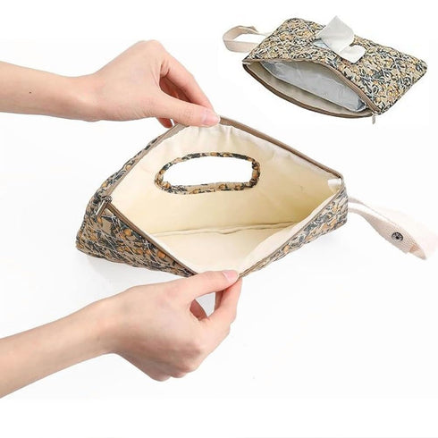 Qylfst Mommy (1PCB) Floral Quilted Baby Wipe Holder Pouch with Strap,Diaper and Wipes Pouch for Purse,Hanging Floral