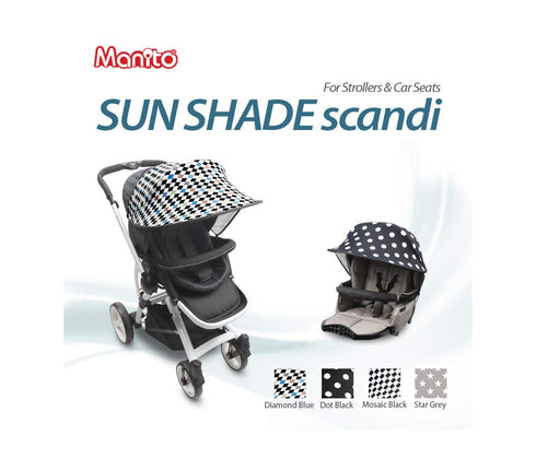 Manito Sun Shade for Strollers and Car Seats - Scandi Mosaic Black, UPF 50+