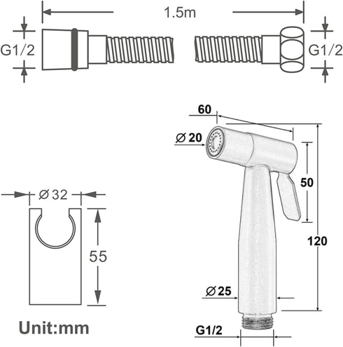 WIMPBLADB Set HandheldSprayer Quality Stainless Steel Supercharge Cloth Diaper Sprayer BrushedSprayer with Stainless