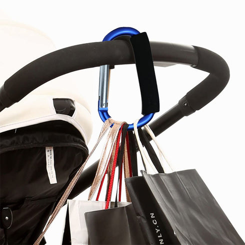 Baby Stroller Hooks, 2 pcs Carabiner Organizer for Hanging Purses, Diaper Bag, Shopping Bags (Blue)