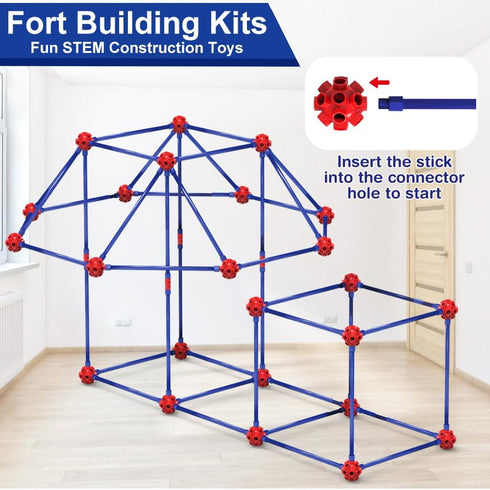 Fort Building Kits for Kids, 140 Pcs Creative STEM Construction Toys for Indoor & Outdoor Activity, Gifts for Ages 4-12