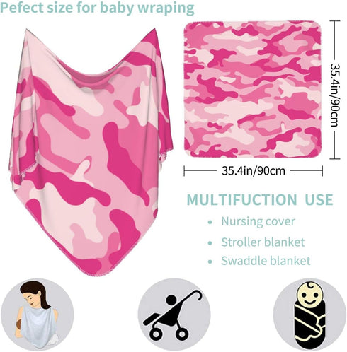 EASSEN Sets 35.4 35.4 Inches Pink Camouflage Pattern Baby Swaddle Blanket Unisex Swaddle Wrap Blankets Neutral