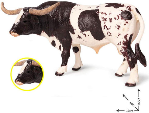 Flormoon Realistic Texas Longhorn Bull Animal Figures, Plastic Early Educational Toys Cupcake Topper for Kids
