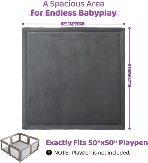 1.3 Inch Tummy 5050 Inch Baby Play Mat for Floor, Thick Memory Foam Time Mat with Non Slip Backing, Soft Coral Velvet