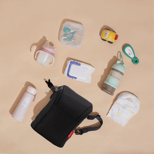 Portable Waterproof Baby Bottle Cooler Bag - Black Thermal Tote for Outdoor Use