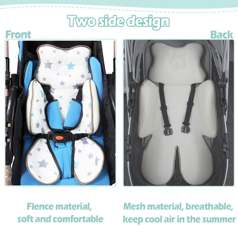 KAKIBLIN Toddler Head and Body Support Pillow for Car Seats and Strollers - Gray Star Design