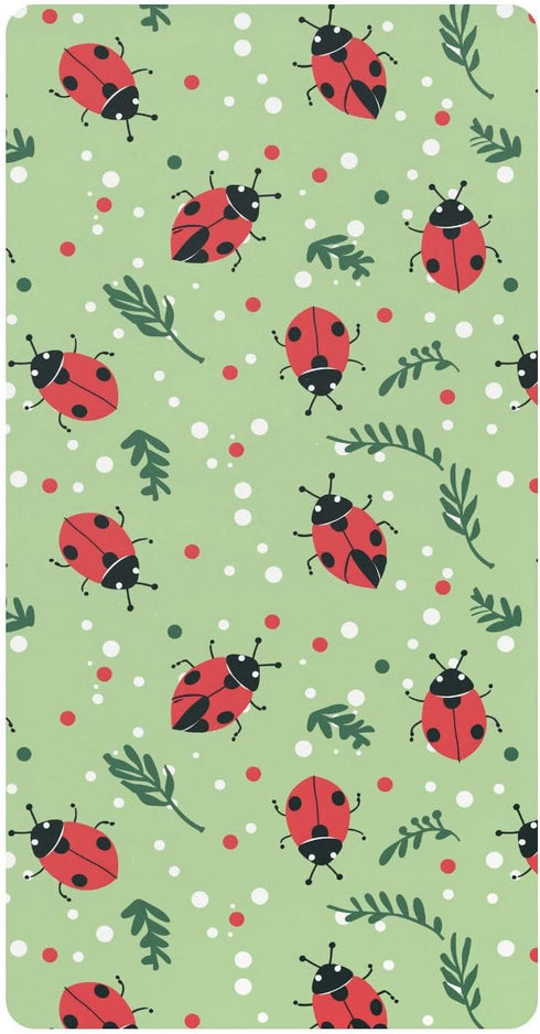 miaozhen Cotton Baby Crib Sheets for Boys Girls Soft Breathable Green Playful Ladybugs