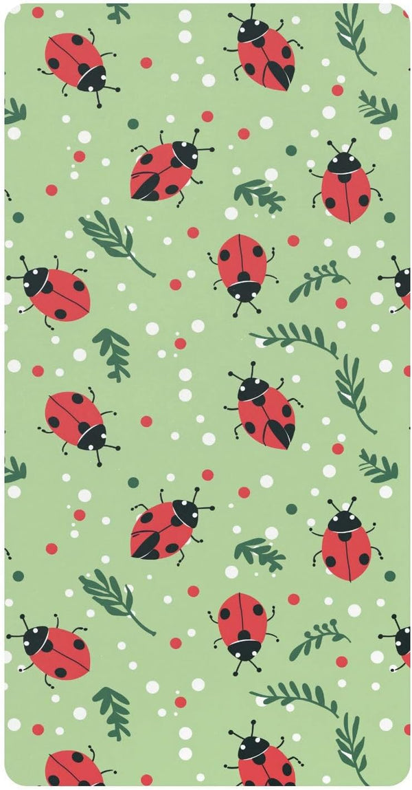 miaozhen Cotton Baby Crib Sheets for Boys Girls Soft Breathable Green Playful Ladybugs