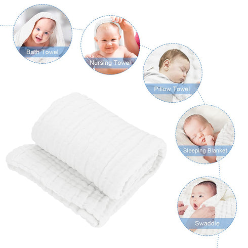 2-Pack 6-Layer 40" 40" FOOK FISH Muslin Baby Towel Muslin Cotton Large Size x Cotton Baby Bath Towels Triple Absorbency