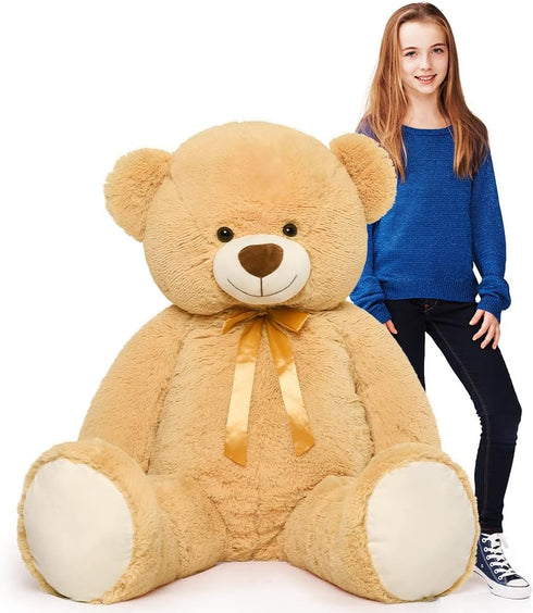 Tezituor 52'' Big Teddy Bear, Light Brown Giant Stuffed Animal Plush, Soft Gifts for Valentine, Christmas, Birthday.