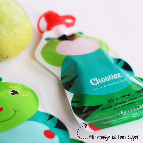 8CT, 5oz SnakPack ChooMee Reusable Baby Food Pouches | BPA Free | Refillable Toddler Squeeze Pouches for Homemade