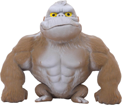 Brown Stretchy Gorilla Fidget Toy, Heavy Duty Sand-Filled Rubber Monkey Squishy, Stress Relief Ape with Goofy