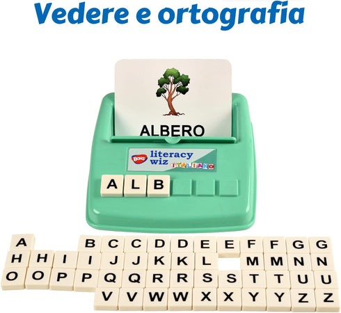 BOHS Italian Literacy Wiz Fun Game - 60 Flash Cards - Educational Toys for Preschool Language Learning - See and Hide