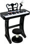 Love&Mini Piano Toy for Kids - 37 Keys Kids Piano Keyboard with Stool and Microphone, Black
