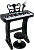 Love&Mini Piano Toy for Kids - 37 Keys Kids Piano Keyboard with Stool and Microphone, Black