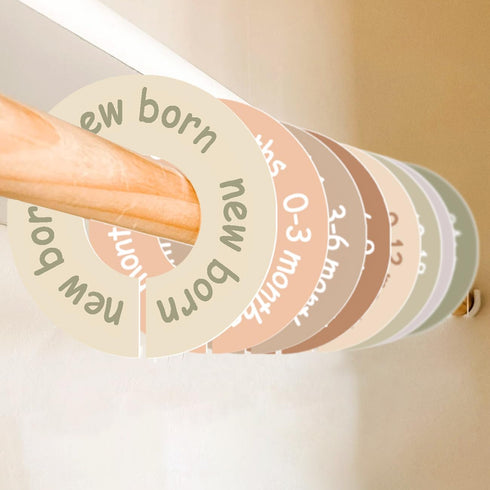 cephira Closet Closet Closet Baby Dividers for Clothes Earth Tone Round Baby Clothes Dividers for Rod, Nursery