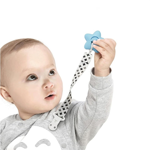 4 Pack PandaEar Baby Pacifier Clips Solid Color, Universal Holder Leash for Boys and Girls, Teething Toys Teethers