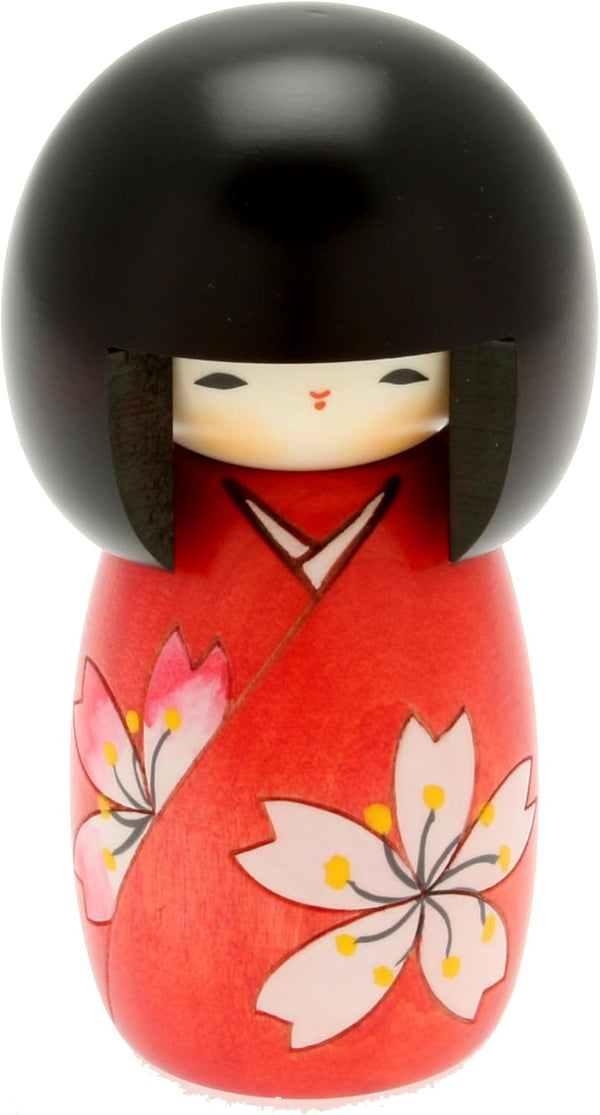 Usaburo Japanese Kokeshi Doll, Asuka's Red Kimono