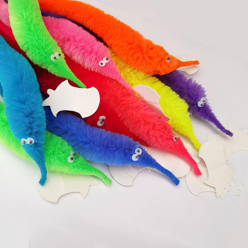 60 Pcs Magic Twisty Worm Wiggly Fuzzy Worms on a String Toys for Party Supplies in 12 Colors
