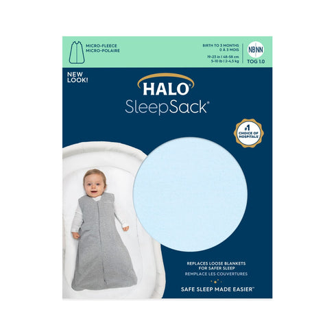 HALO Sleepsack Micro-Fleece Wearable Blanket - TOG 1.0, Baby Blue, X-Large