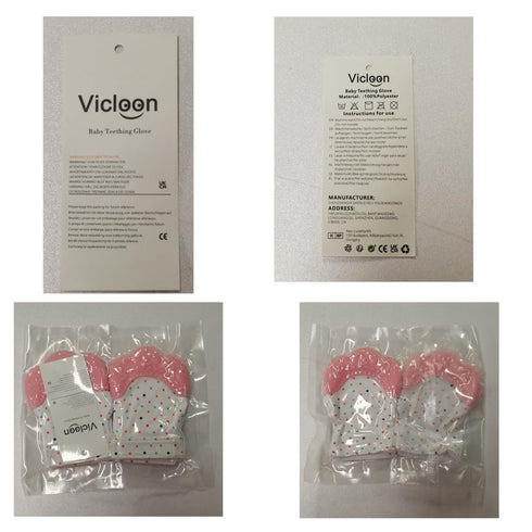 2Pack Silicone Teething Mitt, Safe Infant Teething Mitten for Pain Relief & Prevent Scratches, 0-12 Months
