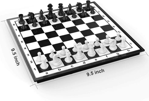 Travel Chess Sets: Magnetic Folding Board Games with Instructions for Teens, Family, Educational Toys, 9.5 Inch