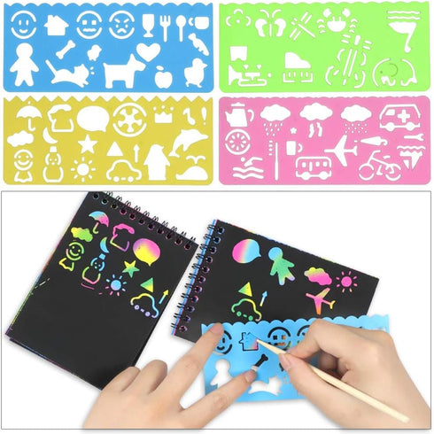 POKONBOY 16 Pack Scratch Arts and Crafts Notebooks, Rainbow Party Favors for Kids Coloring Books and Supplies