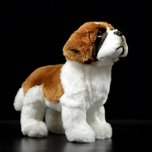 ZHONGXIN MADE Simulation Saint Bernard Dog Plush Toy - Realistic 12" Standing Soft Saint