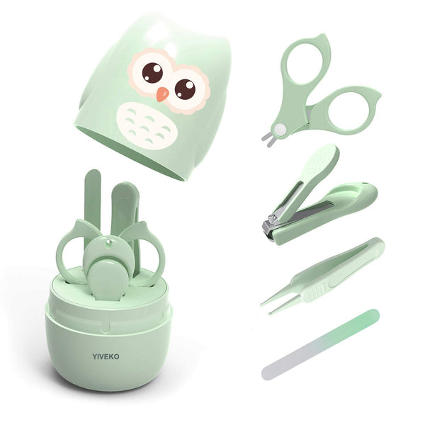 Baby Nail Kit, 4-in-1 Baby Nail Care Set with Cute Case, Clippers, Scissors, Nail File & Tweezers for Newborn Infant