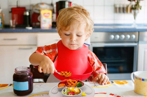 Baby Plate Silicone Toddler Plates Suction Placemat Divided Dishes for Kids, BPA Free, Microwave Dishwasher Safe (Grey)